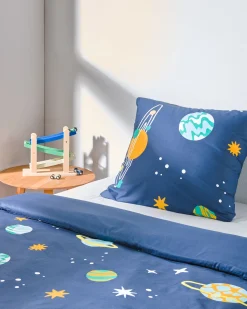 kinderdekbedovertrek 140x200cm zacht katoen planeten