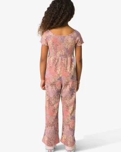 kinderjumpsuit jersey bloemen lichtroze
