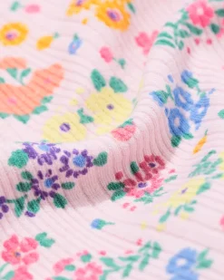 kinderjurk A-lijn rib bloemen lichtpaars