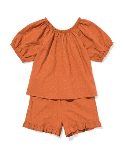 kinderkledingset broderie bruin