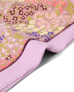 kinderleggings flared fit rib bloemen - 2 stuks paars