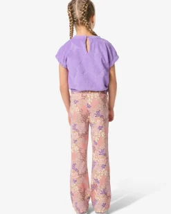 kinderleggings flared fit rib bloemen - 2 stuks paars
