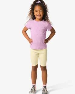 kinderleggings kort aansluitend rib bloemen - 2 stuks lichtgeel