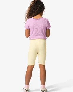 kinderleggings kort aansluitend rib bloemen - 2 stuks lichtgeel