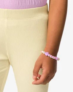 kinderleggings kort aansluitend rib bloemen - 2 stuks lichtgeel