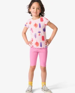 kinderleggings kort aansluitend rib - 2 stuks roze