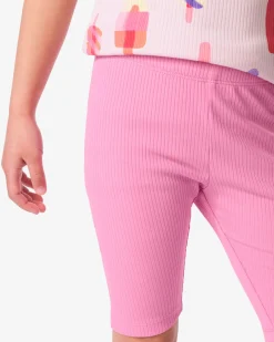 kinderleggings kort aansluitend rib - 2 stuks roze