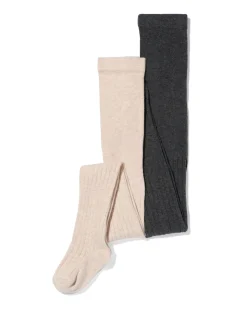 kindermaillots rib - 2 stuks beige