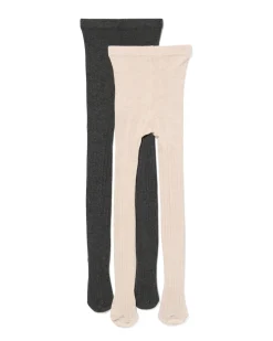 kindermaillots rib - 2 stuks beige