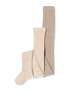 kindermaillots rib - 2 stuks lichtbruin
