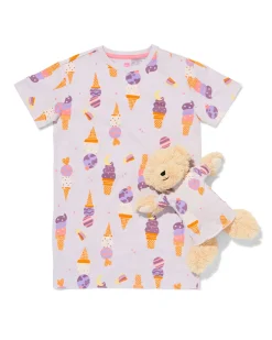 kindernachthemd ijsjes met poppenpyjama paars