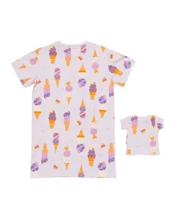 kindernachthemd ijsjes met poppenpyjama paars