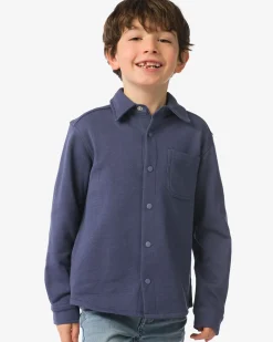 kinderoverhemd sweatstof regular fit blauw