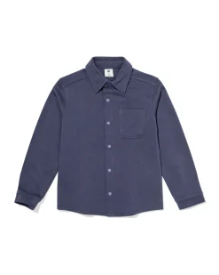 kinderoverhemd sweatstof regular fit blauw