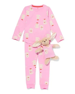 kinderpyjama met poppenpyjama honden roze