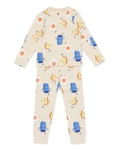 kinderpyjama ontbijt gebroken wit