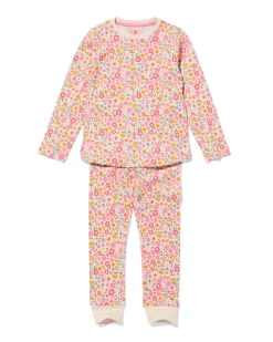 kinderpyjama rib bloemen multicolor
