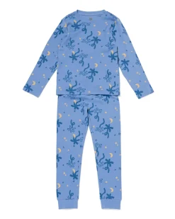 kinderpyjama rib palmen blauw