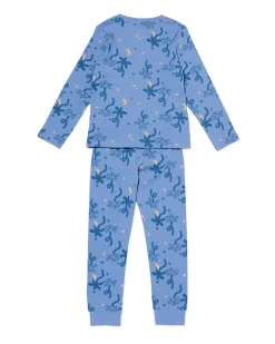 kinderpyjama rib palmen blauw