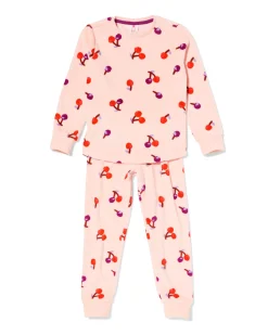 kinderpyjama velours kers roze