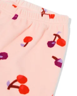 kinderpyjama velours kers roze