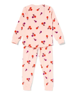 kinderpyjama velours kers roze
