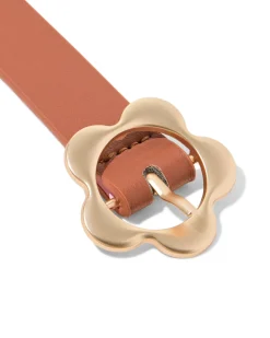 kinderriem 2cm bloemgesp camel