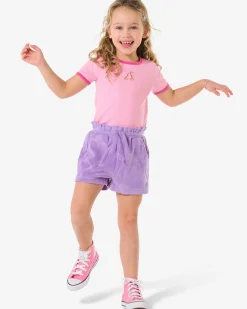 kindershort comfort fit badstof hartjes paars