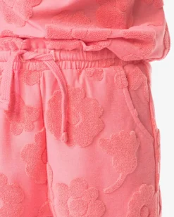 kindershort comfy fit badstof bloemen roze