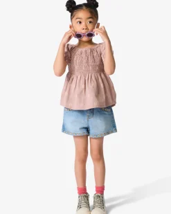 kindershort geborduurd blauw