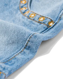 kindershort geborduurd blauw