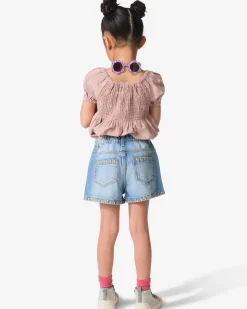 kindershort geborduurd blauw