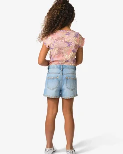 kindershort geborduurd blauw