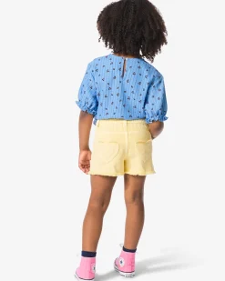 kindershort hartjes lichtgeel