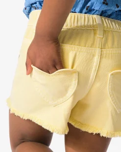 kindershort hartjes lichtgeel