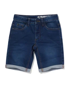 kindershort jogdenim donkerblauw