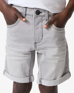 kindershort jogdenim grijs