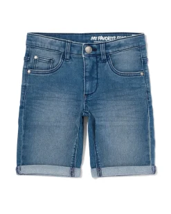 kindershort jogdenim middenblauw