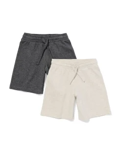 kindershort regular fit sweatstof - 2 stuks grijsmelange