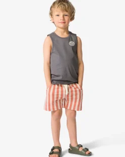 kindershort regular fit sweatstof strepen lichtbruin