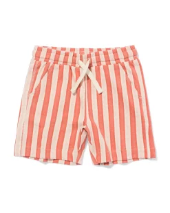 kindershort regular fit sweatstof strepen lichtbruin