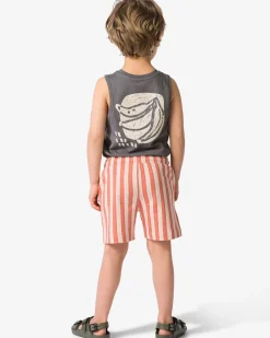 kindershort regular fit sweatstof strepen lichtbruin
