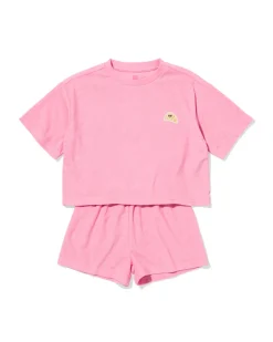 kindershortama badstof croissant roze