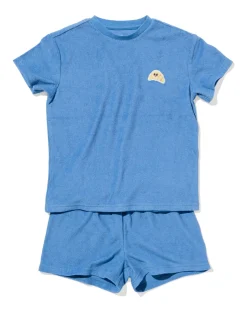 kindershortama badstof croissant blauw