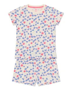 kindershortama bloemen gebroken wit