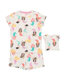 kindershortama zeemeermin gebroken wit