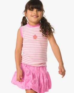 kindersinglet rib strepen bloemen roze