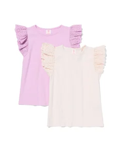 kindersinglets jersey geborduurd - 2 stuks paars