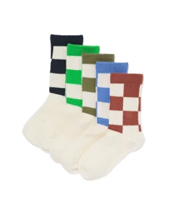 kindersokken rib blokken - 5 paar beige