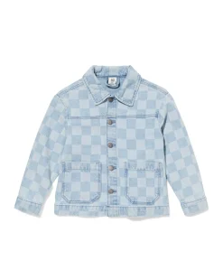 kinderspijkerjas blokken blauw